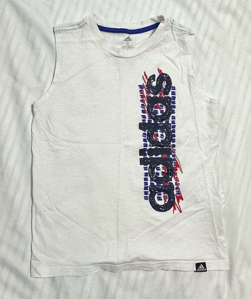 Adidas Boys Sleeveless Summer Tank Top White Size S